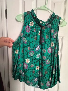 Knox Rose Green Floral Sleeveless Tank Top